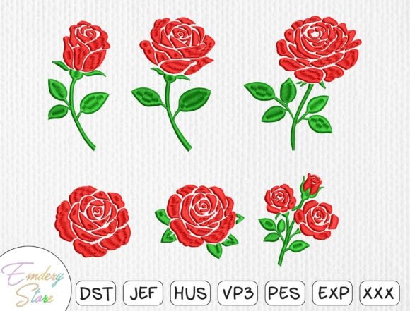 Download Classic Red Rose Embroidery Bundle - Rose Collection