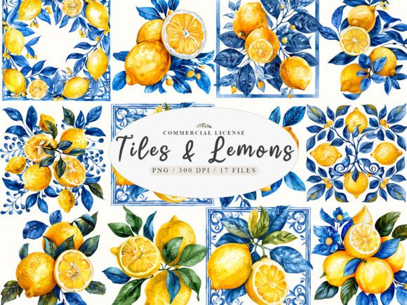 Download Portuguese Tiles, Lemon Branch Print - Branch Collection