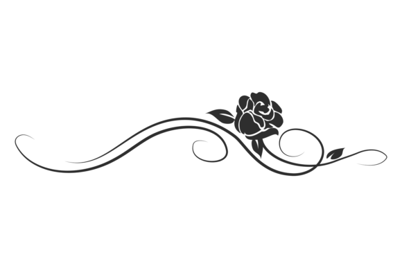 Download Calligraphic Rose Border. Vintage Decora - Rose Collection
